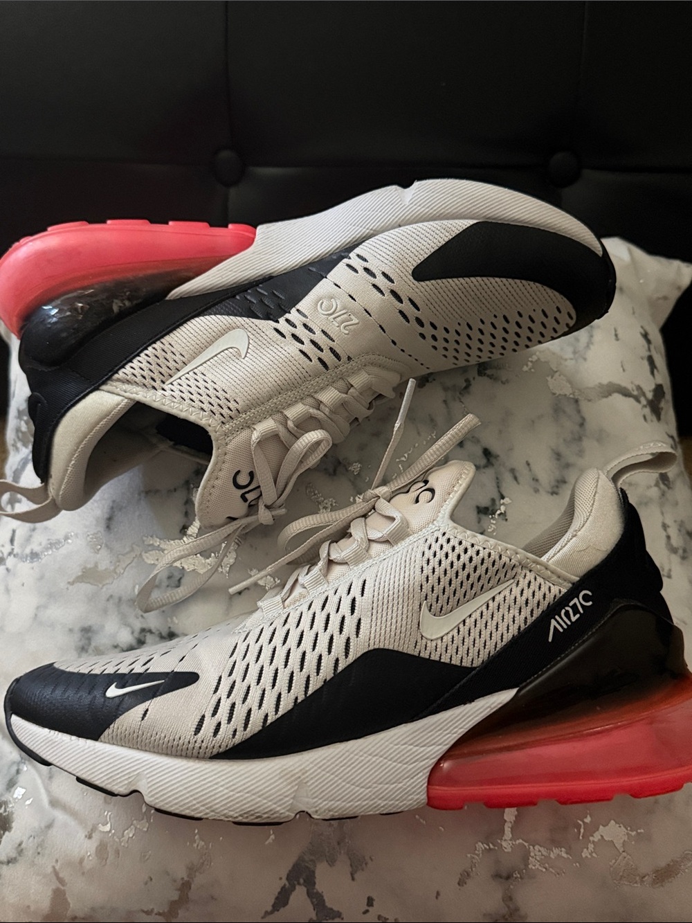 Nike Air Max 270 Sneakers - Cream, Black & Coral